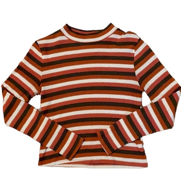 Caution To The Wind Tops - Vintage striped ribbed and fitted long sleeve top fits like a small